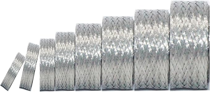 EMI RFI Shielding Wire Loom Metal Tinned Copper Grounding Braided Sheathing Cable Sleeve Mesh ESD Protection Flat Tubular Expandable (1/2" W(0.32" ID)-24FT)