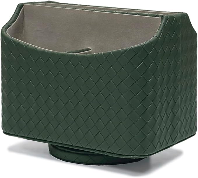 UnionBasic Rotating Desk Organizer, 360 Degree Desk Spinning Caddy, Desktop TV Guide/Mail/Media/Remote Controller Holder Organizer, Woven Green