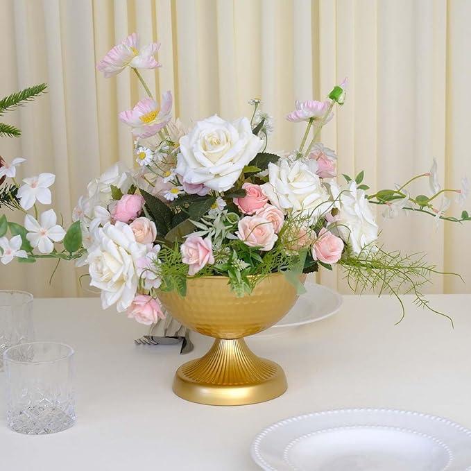 6.5 inch 10 pcs Brass Vase Bowl Gold Centerpieces for Tables Wedding Party Event Gold Accent Decorative Bowl Vintage Style