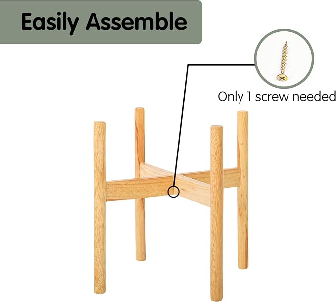 Wood 11.9" x 12.5" Plant Stand Indoor Outdoor, Wooden Single Floor Plant Pot Holder, Natural Plant Stand, Assembly Required (Excluding Potted Plants)