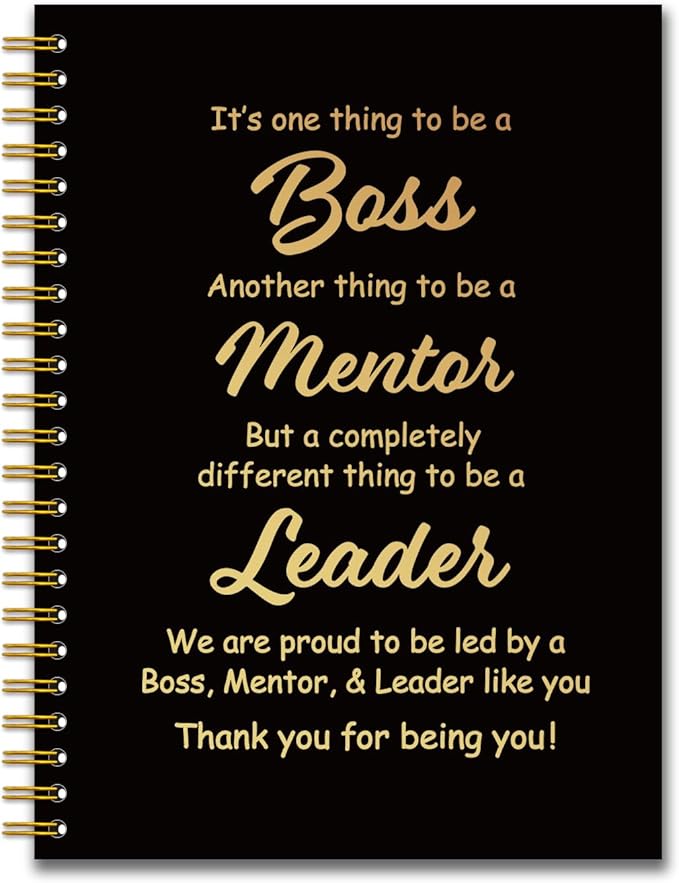 YAZMEEN Boss Black Gold Spiral Notebook（160 Pages） Thank You Blank Hardcover Notebook Journal Boss Appreciation Gift Retirement Farewell Gift Funny Birthday Gift for Boss Leader Mentor Manager Friend