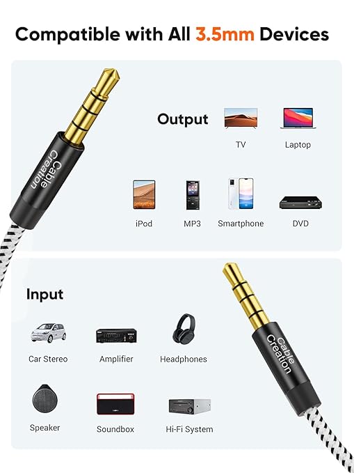 CableCreation Long 3.5mm TRRS Audio Cable 15FT, 4-Pole Aux Cord Male to Male Braided 1/8 inch Auxiliary Hi-Fi Stereo Jack Compatible with Headphone, Car, Speaker, Phone, Tablet, Laptop and More