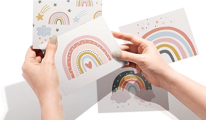 Twigs Paper - 12 Vibrant Rainbow Blank Greeting Cards with Envelopes - 4 Different Design Cute Stationery Set for All Occasions - Assorted Rainbow Bulk Set - Made in USA (5.5 x 4.25, Set of 12)