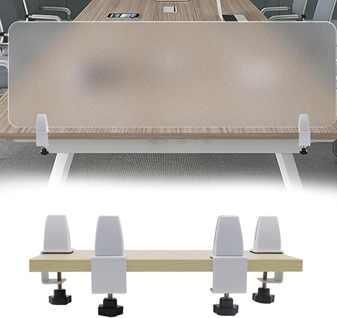 Desk Partition,Soundproof Desk Partition,Frosted Acrylic Desk Privacy Divider Screen Clampon Panel for Table Standing Sound Proof Desktop Office Classroom Partition,Frosted,60X50Cm/23.6X19.7In