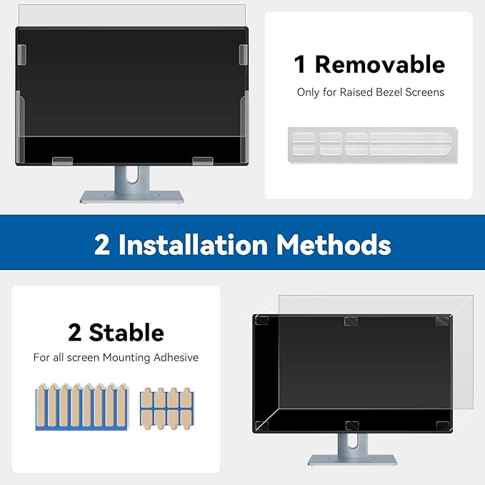 [2-Pack] 22 Inch Computer Privacy Screen Filter for 16:10 Widescreen Monitor, IPROKKO Removable 22in Anti Blue Light Glare Privacy Shield, Anti Spy Security Protector for Hp Dell Asus Acer Samsung