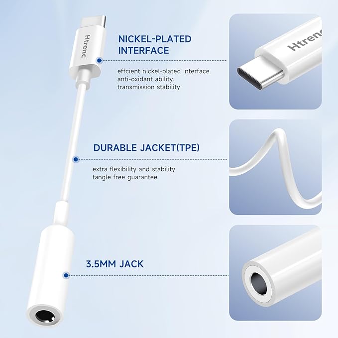 USB C to 3.5mm Headphone Jack Adapter for iPhone17/ iPhone 16/16 Pro/15/15 Pro/Pro Max/Plus, Type C Aux Audio Dongle Cable Cord Compatible with iPad, Samsung Galaxy S23/S23/S22/S21, MacBook（2 Pack）