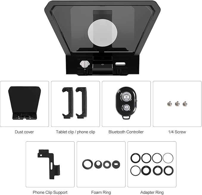 GVM Teleprompter Portable for iPad, Tablet, Smartphone & DSLR Cameras, Teleprompter Kit with Remote Control & Flexible Holder, teleprompter for Smartphone APP Compatible with iOS/Android