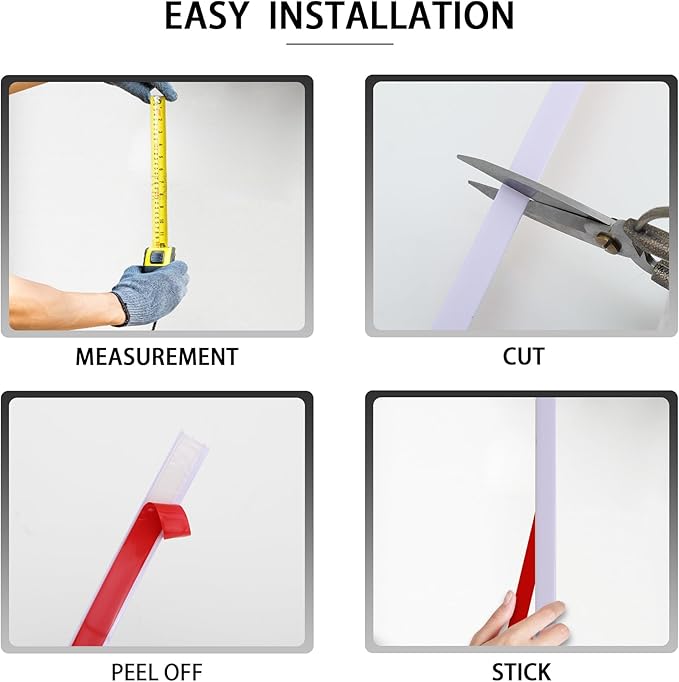 Glossy White Peel and Stick PVC Molding Trim, Flexible DIY Wall Accent Strip for Mirror Frame, Cabinet, Edges & Borders and Tiles (197''L x 0.4''W)