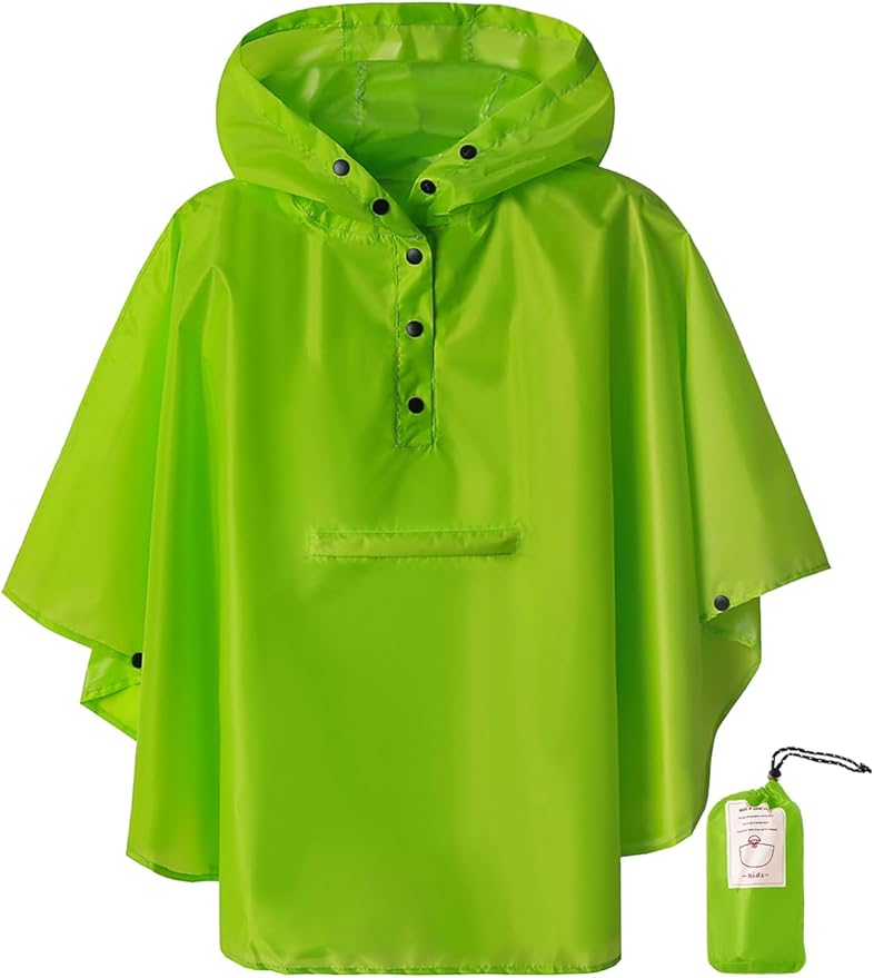 SaphiRose Lightweight Kids Rain Poncho Jacket Waterproof Outwear Rain Coat