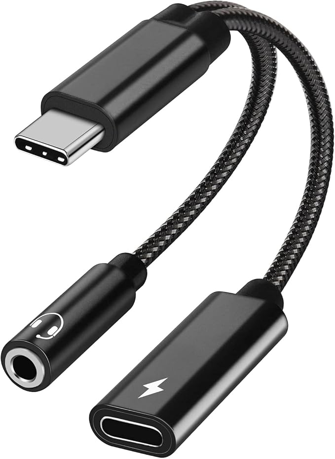2 in 1 USB C to 3.5mm Headphone and Charger Adapter, USB C to AUX Mic Jack with PD 60W Fast Charging for Stereo, Earphones, Compatible with iPhone 17/16, Samsung Galaxy S25/S24, Google Pixel 9/8