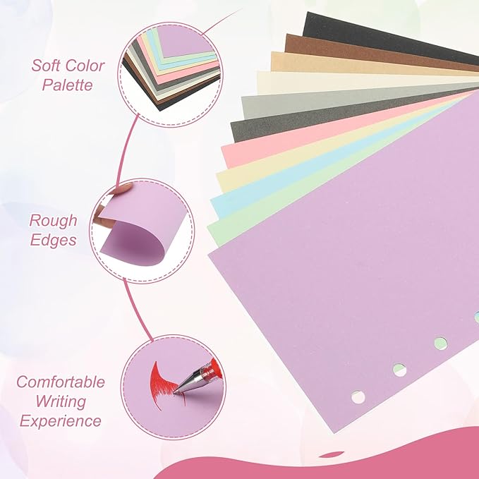 PATIKIL Colored Loose Leaf Paper, 5" x 3.2"(A7) 300 Sheets 6 Holes Punched 150GSM Blank Binder Refill Paper Supplies for Office Note Taking Teacher Planner Journal Notebook, Khaki