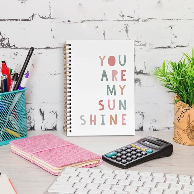 dvhdajed Boho Sunshine Inspirational Spiral Notebook, You Are My Sunshine Journaling Notebooks, Positive Affirmation Spiral Journal for Kids, Motivational Office School Supplies Gifts, 5.5x8.3 In