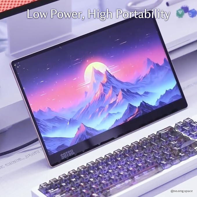 SOTSU FlipAction Go 14" Premium Portable Monitor SFA14PMML | Robust but Lightweight | Tempered Glass Cover | 1080p | 400 Nits | 100% sRGB | 5W | Super Versatile | USB C or Mini HDMI