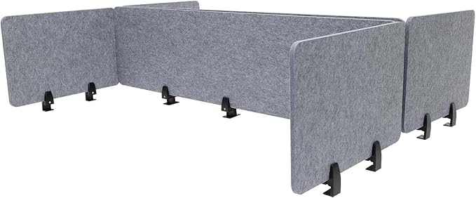 Stand Up Desk Privacy Panel, 6Pcs Clamp-On Acoustic Desk Divider Table Mounted Privacy Panel Sound Proof Dividers(2Long Panel 47.25x16In&4 Short Panel 23.6x16In) (2Long Panel -59x16In)