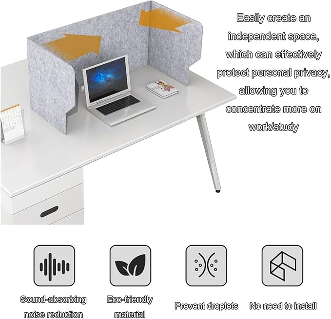 3 Panel Soundproof Desk Partition Divider for Privacy and Concentration Portable Folding Acoustic Shield Reduces Noise and Visual Distractions