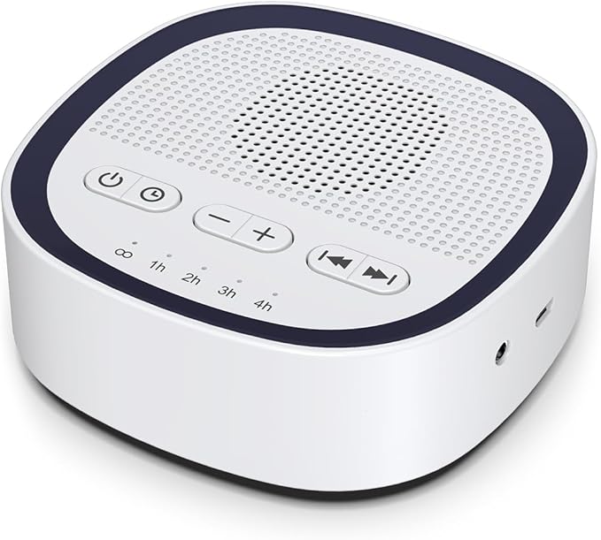 iEasy Sleep White Noise Sound Machines with 30 Soothing Sounds 3.5 mm Headphone Jack 5 Timer Settings 32 Precise Volume Memory Function Compact Design Ideal Gift