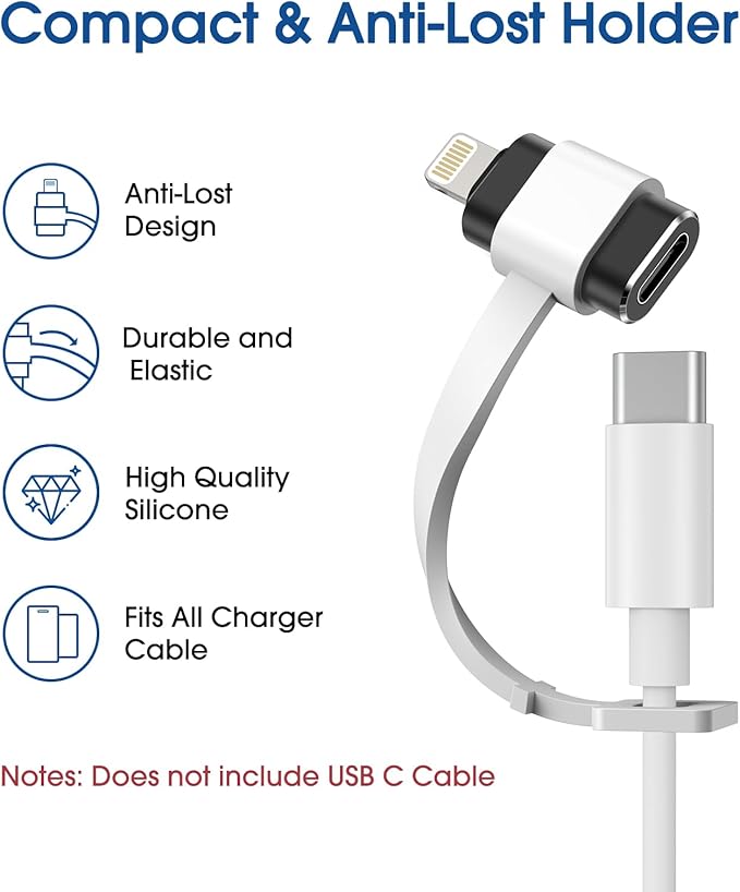 TechMatte Female USB C to Male Lightning Adapter 2 Pack 2.2A Charging Data Transfer, Compatible with iPhone 14, 13, 12, 11 Xs SE iPad iPod AirPods, Not for Audio Headphones/OTG Android Anti-Lost Black