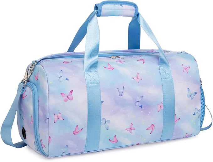Cute Ballet Dance Bag Butterfly Dance Bag Sports Bag Gym Bag Duffle Bag Travel Bag for Girls with Shoes Compartment