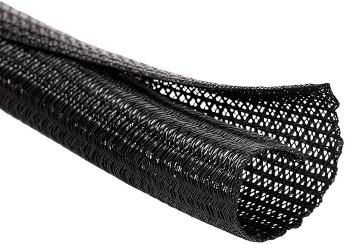 MGI SpeedWare Braided Split-Sleeve Wire Loom for High-Temperature Automotive Harness and Home Cable Management 25 feet (1/2")