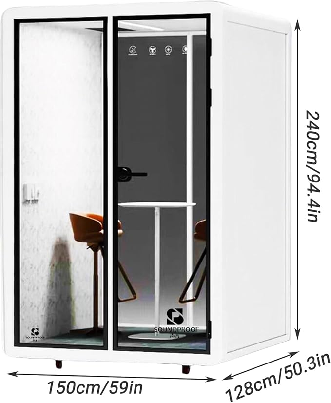Mobile Office Pod Booth, Quiet Meeting Pod with Acoustic Panels, Sound Proof Room with Desk, Portable Removable Working Booth for Private Phone Calling Study,150cm