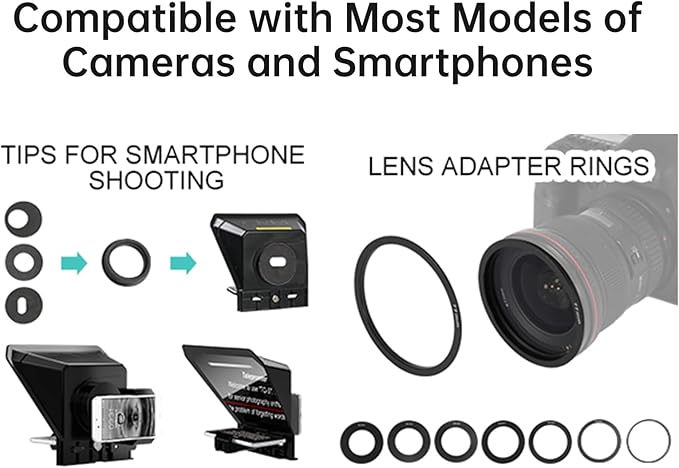 GVM Teleprompter Portable for iPad, Tablet, Smartphone & DSLR Cameras, Teleprompter Kit with Remote Control & Flexible Holder, teleprompter for Smartphone APP Compatible with iOS/Android