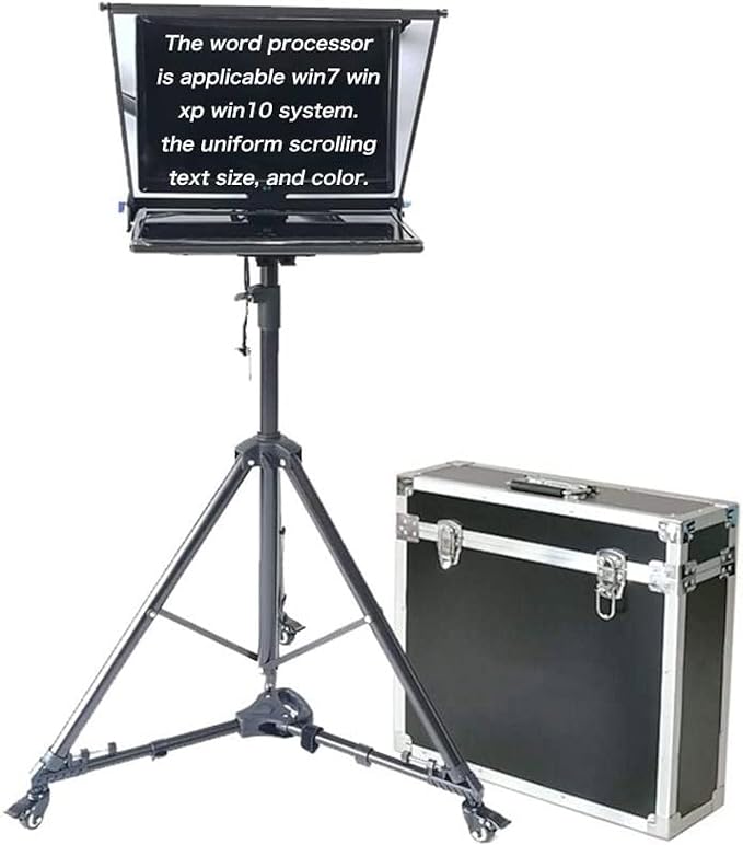 22 Inch Large Teleprompter for Computer Laptop, Professional Video Camera Tablet Prompter with Beamsplitter Glass & Aluminum Carry Case, for TIK Tok Live Short Videos Speech