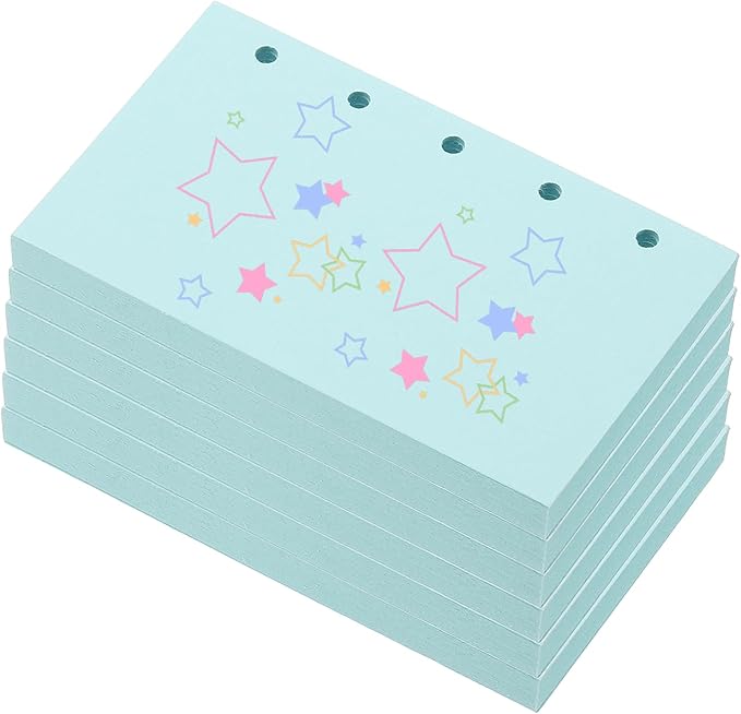 PATIKIL Colored Loose Leaf Paper, 4.1" x 2.5"(A8) 300 Sheets 5 Holes Punched 150GSM Blank Binder Refill Paper Supplies for Office Note Taking Teacher Planner Journal Notebook, Blue