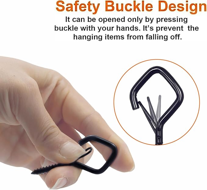 Sexoeie 20PCS Eye Screw Hooks for Hanging Heavy Duty with Safety Buckle.Metal Ceiling Hooks for Hanging Plants,Cup,Wind Chime,Bird Feeders,String Lights at Indoor&Outdoor,2.36 Inch(No Drill Bit)