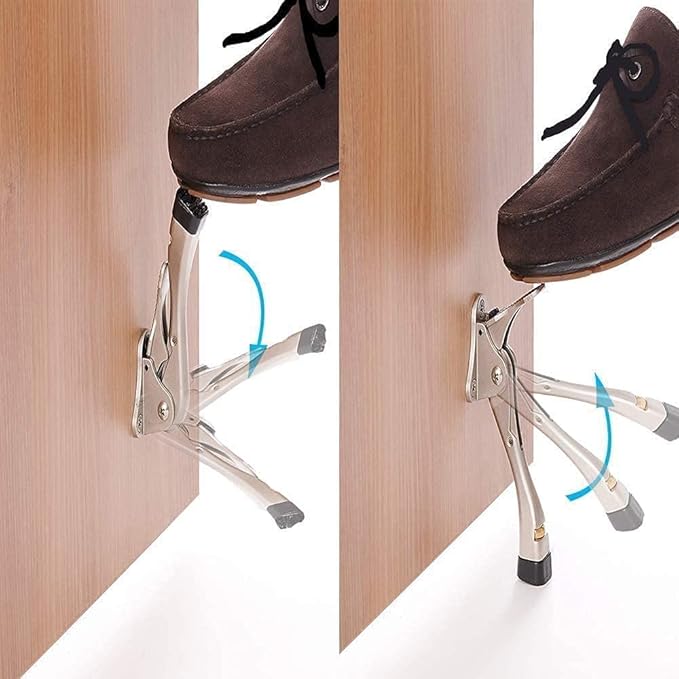 Gotega Door Stopper, 4 Packs Kickdown Door Stop with One Touch Adjustable Height and Rubber Tip 4 Inches, Heavy Duty Door Stops, Door Holder, Bottom of Door - Satin Nickel