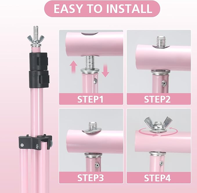 Backdrop Stand 10x7ft(WxH) Photo Studio Adjustable Background Stand Support kit with 2 Crossbars, 6 Clamps, 2 Sandbags and Carry Bag for Parties, Events Decoration, Wedding, Photography (Pink)