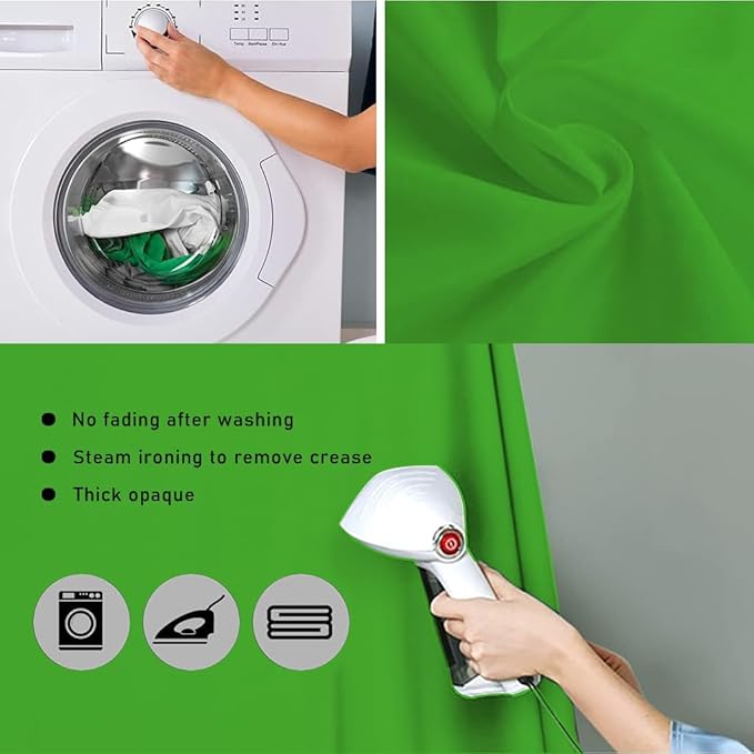 10x7 FT Polyester Photo Backdrop for Photoshoot Green Screen Backdrop Curtain,Product Photo Backdrop for Photoshoot,Photography Background for Streaming Video Studio Pure Seamless