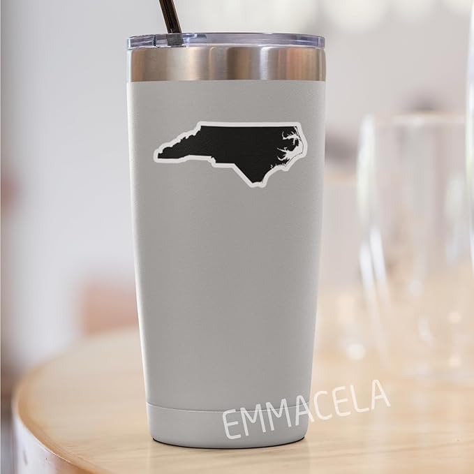 (3PCS) North Carolina Map Stickers, US State Waterproof Vinyl Decals for Tumblers, Water Bottles, Laptops, Books, Scrapbooks, Great for North Carolina Lovers, 3 x 1.3 Inch