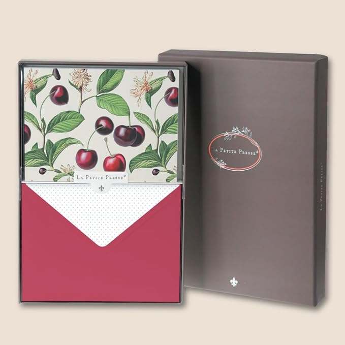 Cerise Designer Cards by Graphique Luxe Collection, Silver Foil Embossed Stationary Boxed Set, 10 Blank Cards with 11 Envelopes, All Occasion Greetings, 5.25" x 3.8"