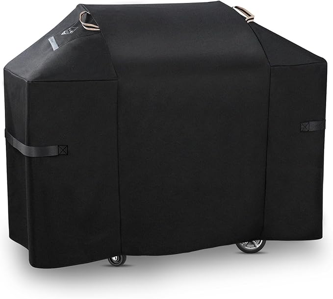 KINGLY Heavy Duty 58 Inch Grill Cover for Weber Genesis 300 & Genesis II 300 Series,600D Waterproof Fade Resistant BBQ Gas Grill Cover for Outdoor Grill with Straps,Compared to Weber 7130