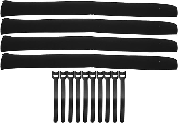 4Pcs Cable Management Sleeve Cord Organizer with Zipper, Neoprene Wire Sleeve Cover for Power Cords and TV Cables, Anti - Bite Protective Wrap with 10 Ties, 19