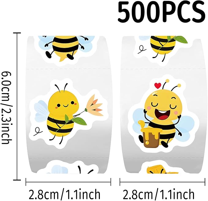 500 Pcs Cute Bee Sticker for Teen - Sticker Graphic - Cartoon Stickers for Water Bottles Laptop Bumblebee Stickers Waterproof Aesthetic Vinyl Decals Stickers for Adults Teens