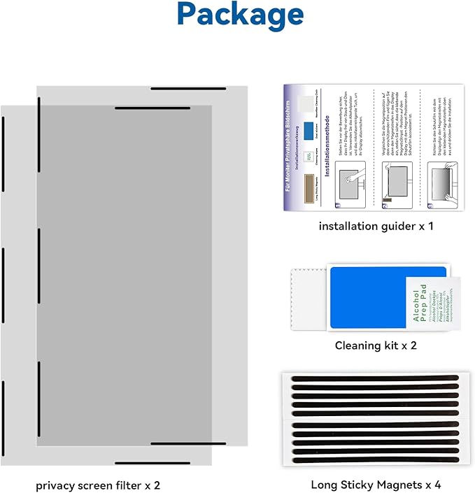[2-Pack] Magnetic 24 Inch Computer Privacy Screen Protector for 16:9 Monitor, Removable 24in Private Filter for Anti Glare Block Blue Light, Screen Cover Shield Office Shade for Desktop TV Monitor