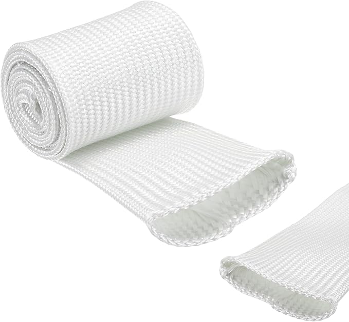 uxcell Insulation Cable Protector,50mm/1.97 Inch-1m/3 Feet High Temp Fiberglass Sleeve White