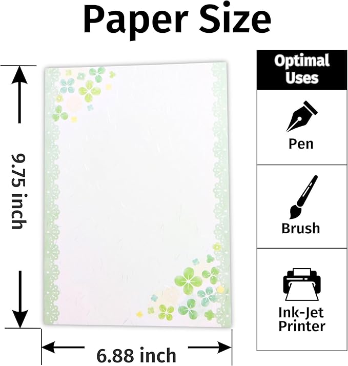 Iyo Washi Stationery Paper Flower Print 15 Sheets x 3 Book Set (9.7 x 6.9 inch), Made in Japan, Japanese Paper, Printable, Inkjet Printer, for Letter Writing, Greeting Card