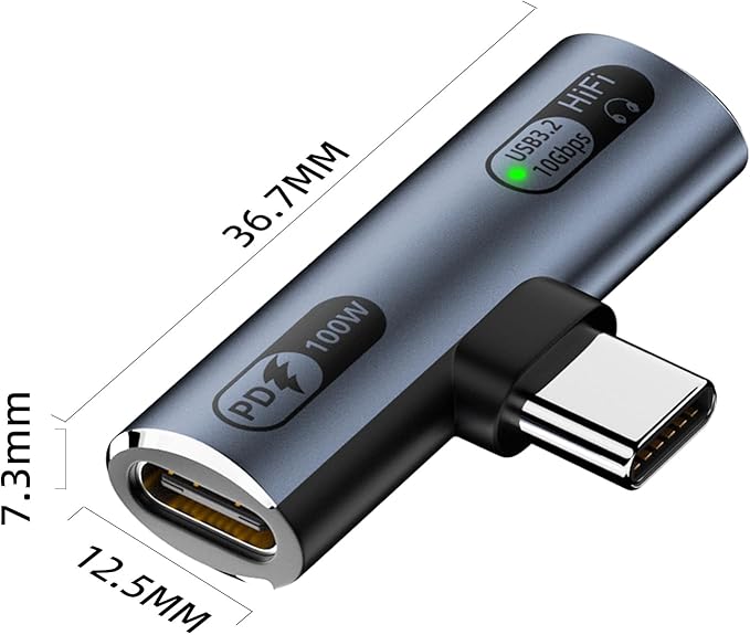 USB C Splitter with 100W Fast Charging, Dual USB C Headphone and Charger Adapter Dongle for iPhone 16/15 Series, iPad, MacBook, Galaxy S24/S23 and More - Grey (No for Power and Video Output)