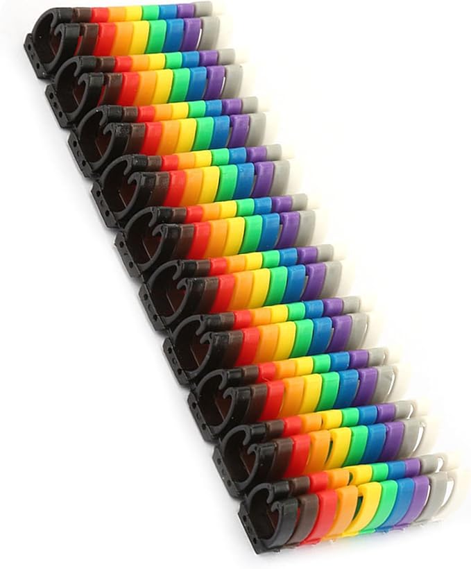Wire Number Tube Cable Marker, 0.3 x 0.2in Colorful Clip on Wire Marker, Digital Number Wire Numbering Marker, Plastic Cable Numbering Marker Tube for Wires Management, 100Pcs