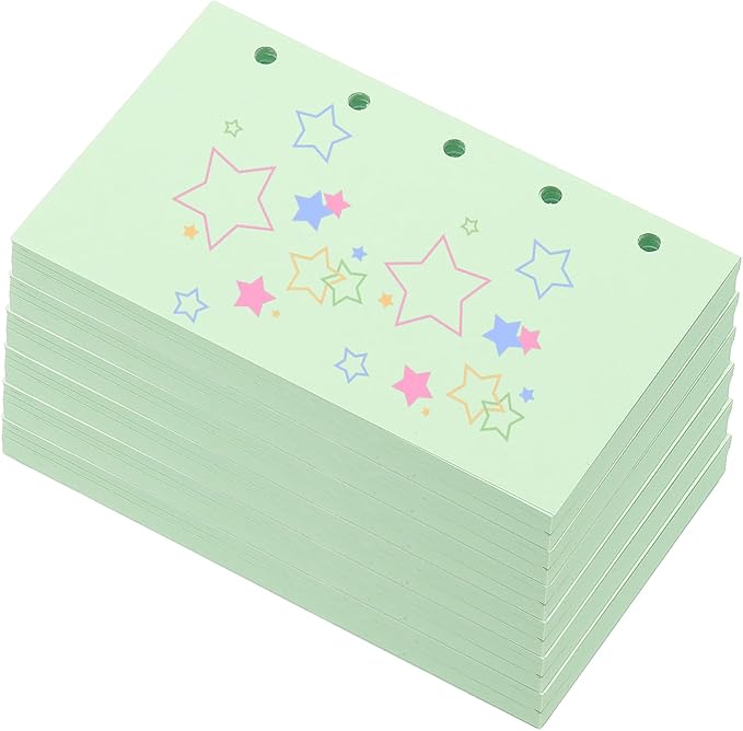 PATIKIL Colored Loose Leaf Paper, 4.1" x 2.5"(A8) 300 Sheets 5 Holes Punched 150GSM Blank Binder Refill Paper Supplies for Office Note Taking Teacher Planner Journal Notebook, Light Green