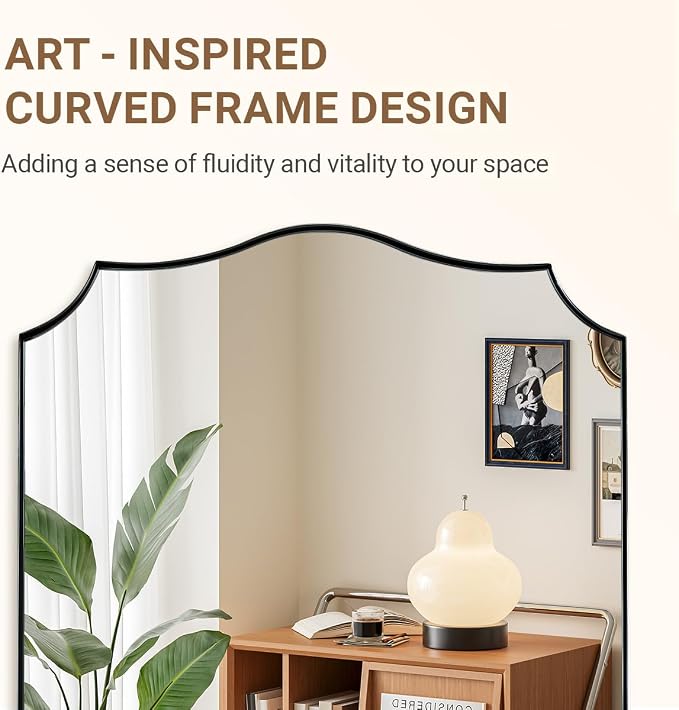ANDY STAR Chrome Bathroom Mirror, 30x40 Inch Large Polished Chrome Mirror, Rectangle Mirror for Bathroom with Unique Wavy Design Ideal for Home Decor, Rust-Proof Stainless Steel 1” Frame