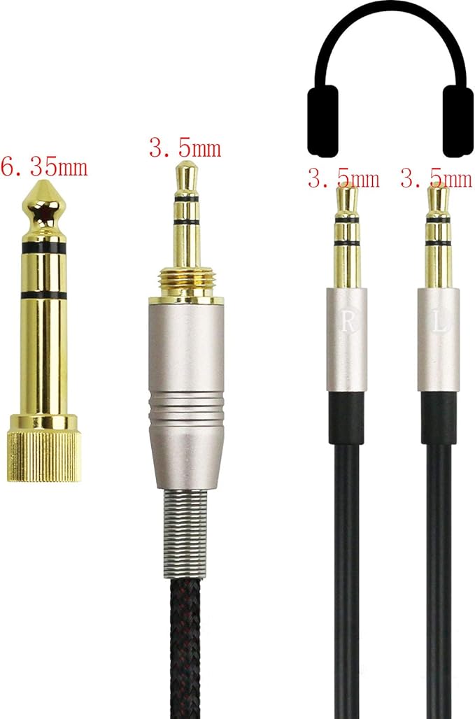 NEW NEOMUSICIA Replacement Cable Compatible with Hifiman HE4XX, HE-400i (The Latest Version with Both 3.5mm Plug) Headphones 3.5mm / 6.35mm to Dual 3.5mm Jack Male Cord 3meters/9.9ft