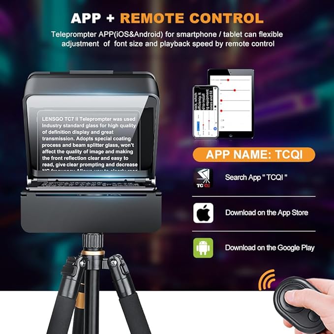LENSGO Teleprompter for iPhone ipad Smartphone,7.9’’ Mini Portable Prompter with Remote Control,APP Compatible with iOS/Android for YouTube, Zoom, Twitch, Online Teaching,Vlogger,Live Streaming