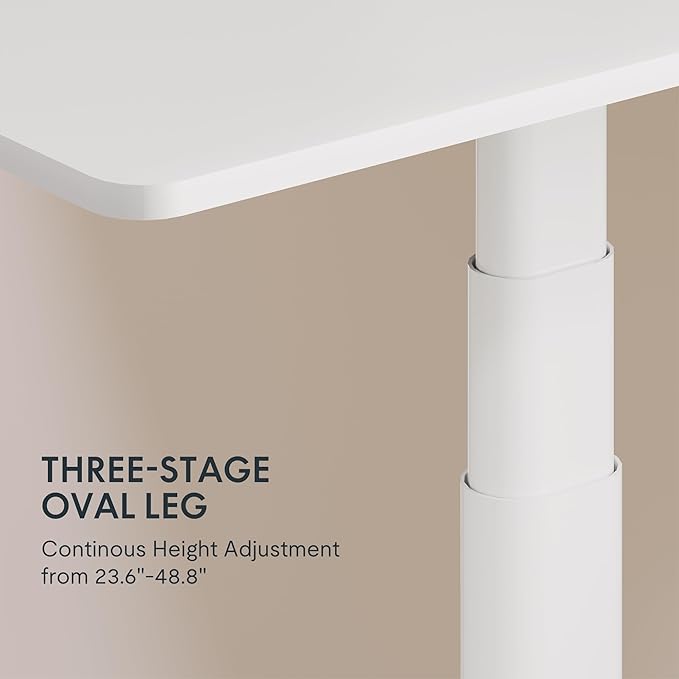 FLEXISPOT E6 Pro Oval Leg Dual Motor 3 Stages Standing Desk 60x24 Inch Whole-Piece Board Electric Height Adjustable Electric Sit Stand Up Desk 150KG Load Capacity (White Frame + White Desktop)