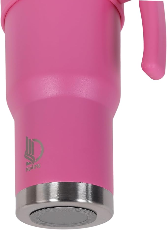 40 Oz Tumbler with Handle & Straw Lid, Insulated Stainless Steel Vacuum Flask, Double Wall Thermal Car Cup for Hot & Cold Drinks, Leak Proof, BPA Free (Rose Pink)