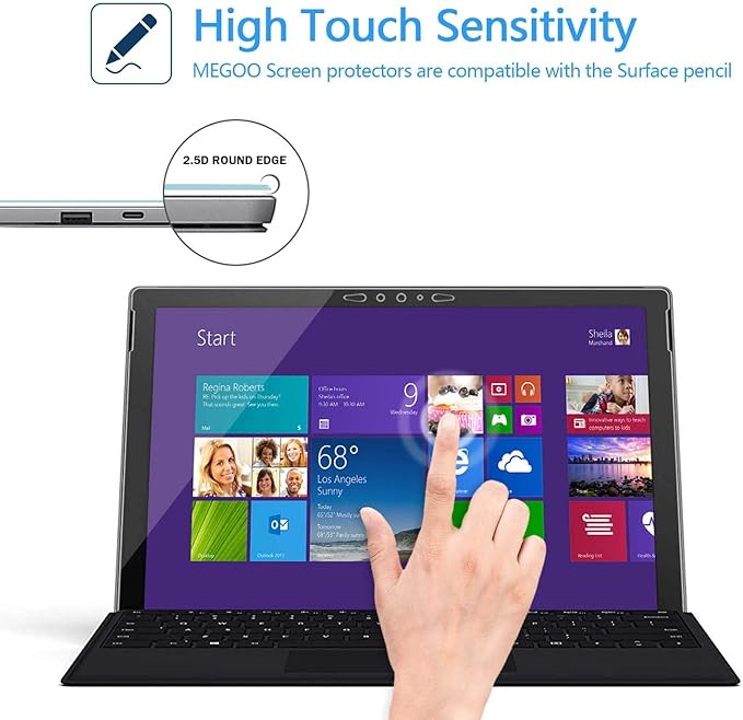 Megoo [2 pack Screen Protector for Surface Pro 7 Plus/Surface Pro 7, Ultra Clear/High Response/Tempered Glass, Compatible for Microsoft Surface Pro 7 12.3 Inch (2019 Release)