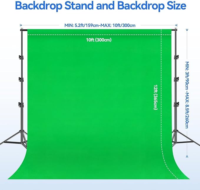 EMART 8.5 x 10ft Green Screen Backdrop Kit with Tripod Stand, Photography Background Support System with 10 x12ft 100% Cotton Muslin Chromakey Backdrop for Photo Studio, Video Shooting, Live Streaming