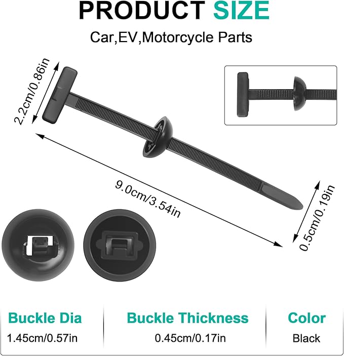 100Pcs Nylon Universal Cable Tie Buckle - New Multifunctional Nylon Zip Ties, Heavy Duty Plastic Rivet T Zip Ties Style, for Daily Maintenance And Fixing Of Automobiles